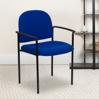 Flash Furniture Navy Fabric Stacking Chair with Arms BT-516-1-NVY-GG
